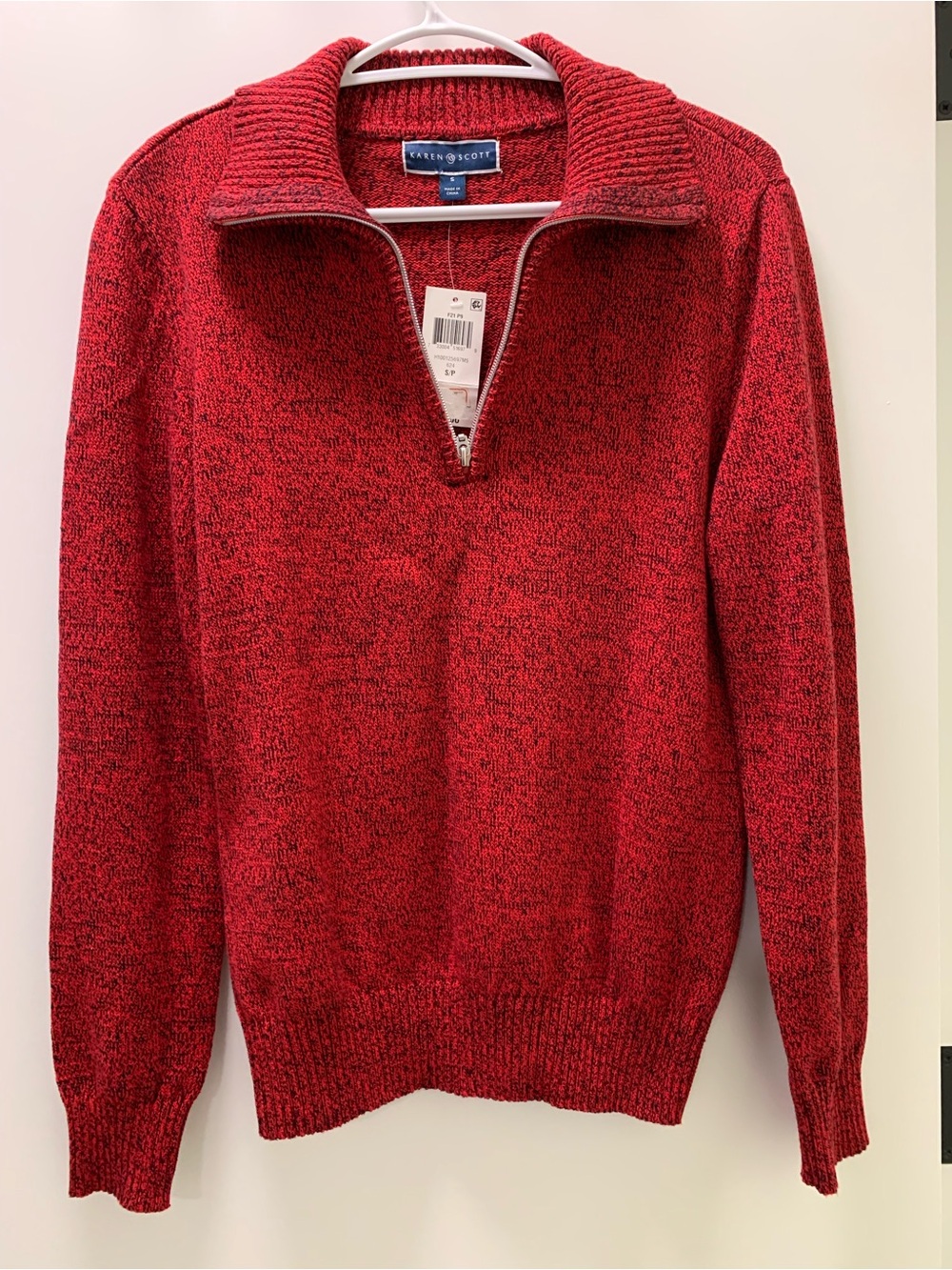Karen Scott Women’s Red Half-Zip Pullover Sweater, size S